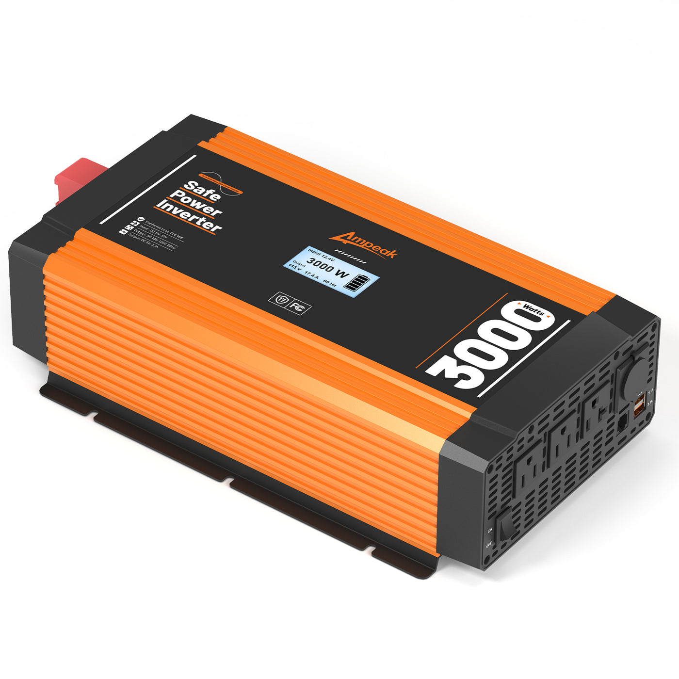 Ampeak 3000W/6000W Peak Pure Sine Wave Inverter (DC 12V to AC 110V)