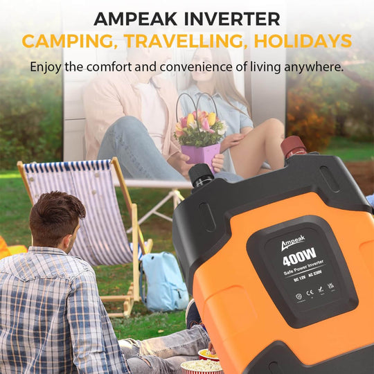 Ampeak 400W Power Inverter 12V to 220V | Car Plug & Dual USB Ports