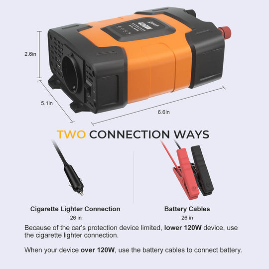 Ampeak 400W Power Inverter 12V to 220V | Car Plug & Dual USB Ports
