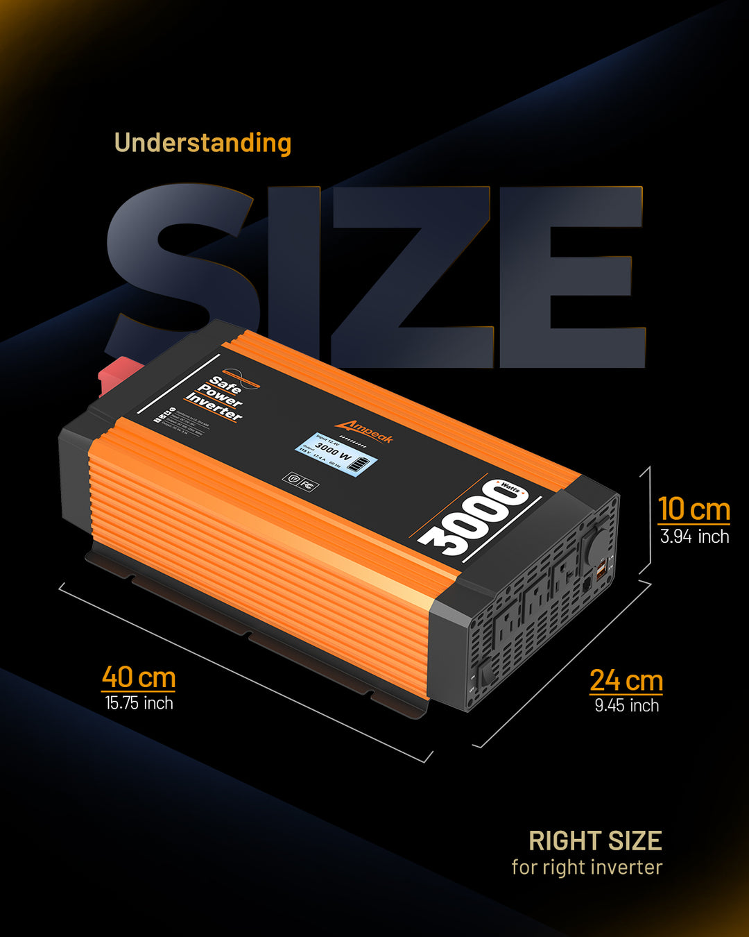 Ampeak 3000W Pure Sine Wave Inverter | 12V DC to 110V AC for RV