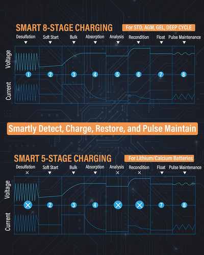 Ampeak 2/8/15A Smart Battery Charger