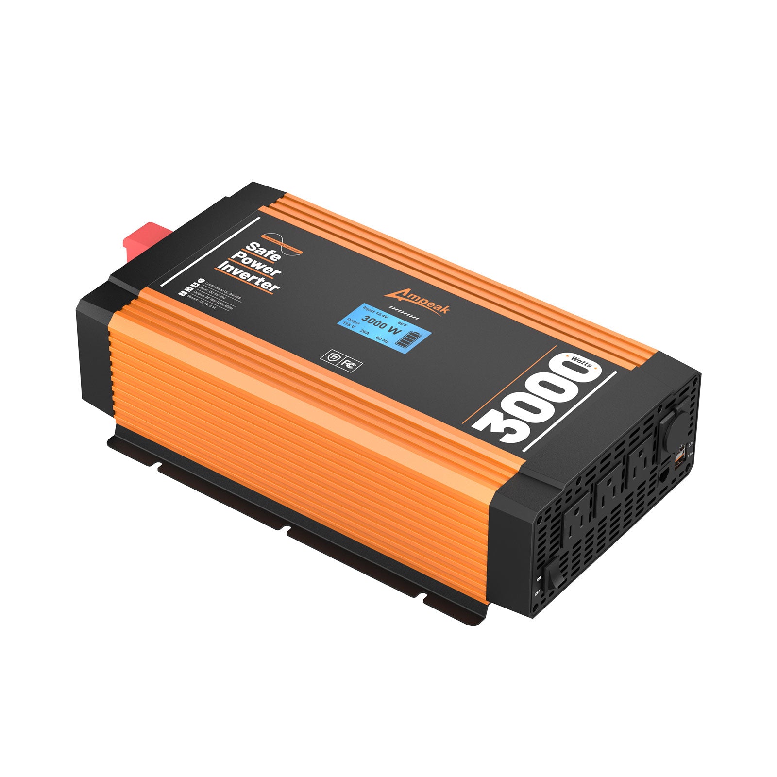 Ampeak 3000W Pure Sine Wave Inverter | 12V DC to 110V AC for RV, Truck ...
