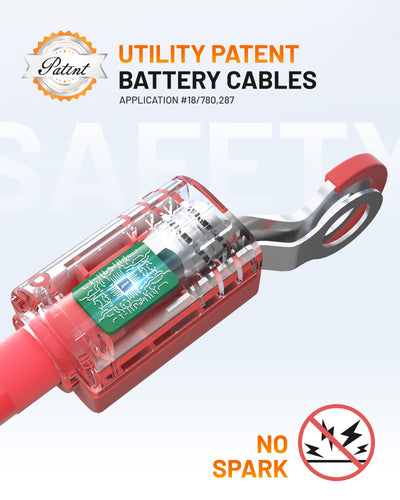 Ampeak 3 AWG 2FT Safety Battery Cables with Slipcover