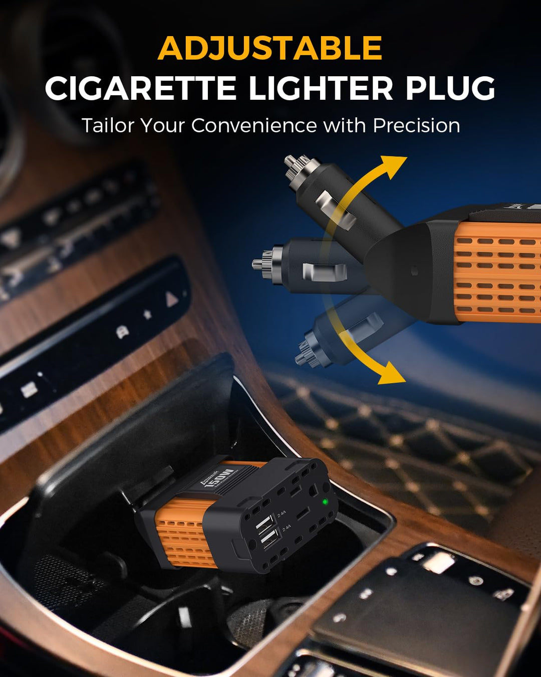 cigarette adapter to usb c RidePower Cigarette Lighter Power Adapter USB And USBC Port 3.0 Charging
