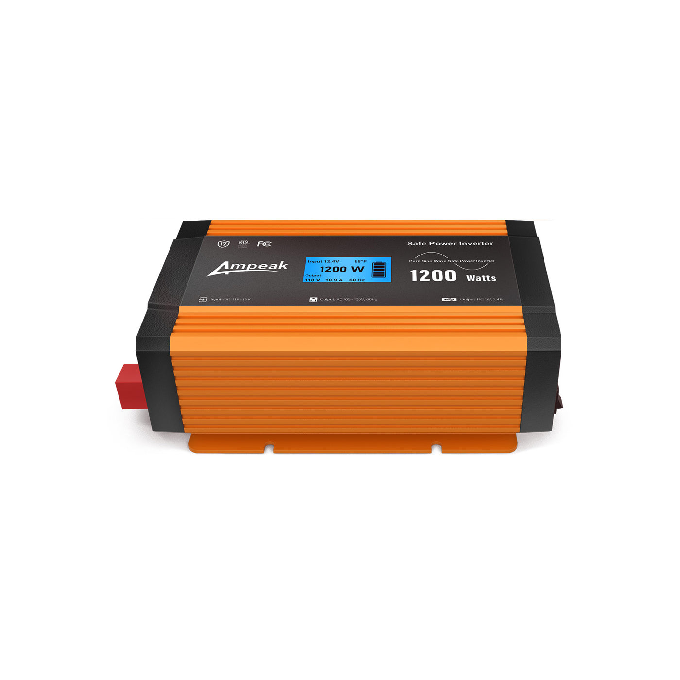 Ampeak 1200W/2400W Peak Pure Sine Wave Power Inverter（DC 12V to AC 110V）