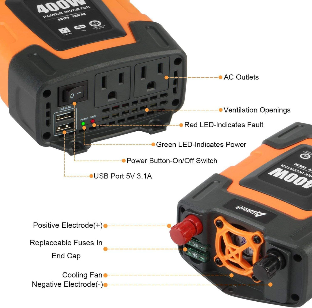 Ampeak 400W 12V Power Inverters | Versatile Power for Camping