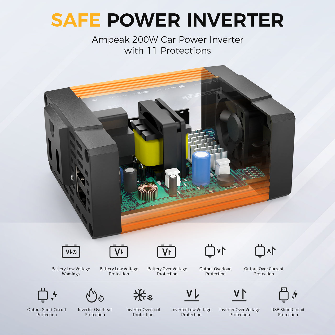 Car Converter 4.8 a Dual Usb Ports | Ampeak Power Inverter | Ampeak