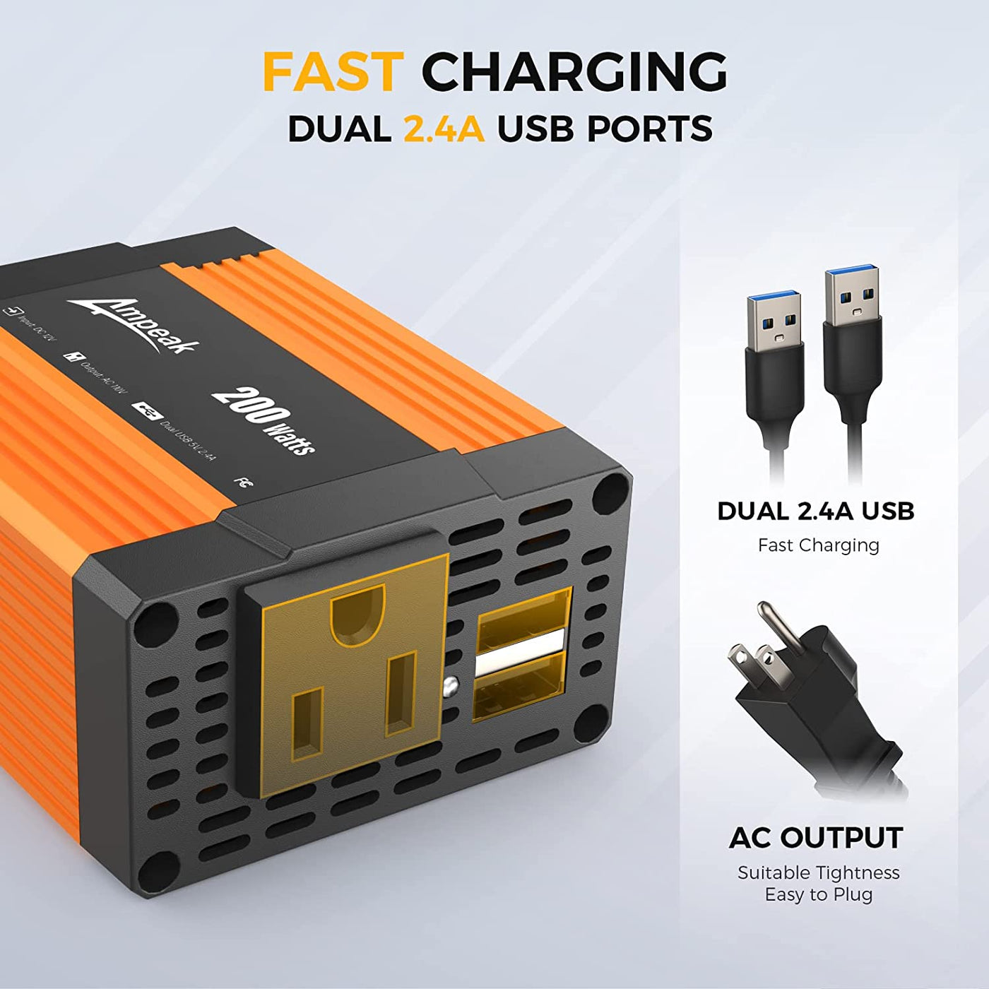 Car Converter 4.8 a Dual Usb Ports | Ampeak Power Inverter | Ampeak